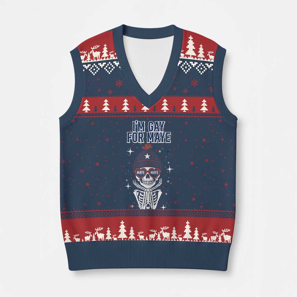 I Am Gay For Maye V-Neck Knit Sweater Vest Funny QB Sport Fan TS12 Navy Red Print Your Wear