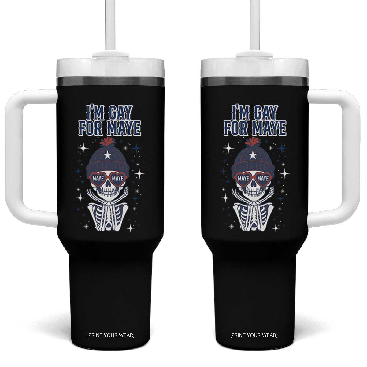 I Am Gay For Maye Tumbler With Handle Funny QB Sport Fan TS12 One Size: 40 oz Black Print Your Wear