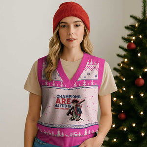 Champions Are Maye'd In New England V-Neck Knit Sweater Vest Funny QB Football Fan TS12 Hot Pink Print Your Wear