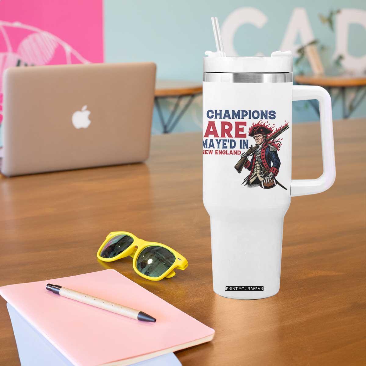 Champions Are Maye'd In NE Tumbler With Handle Funny QB Sport Fan TS12 Print Your Wear