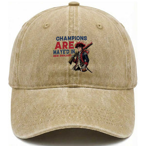 Champions Are Maye'd In NE Washed Cotton Baseball Cap Funny QB Sport Fan TS12 Print Your Wear