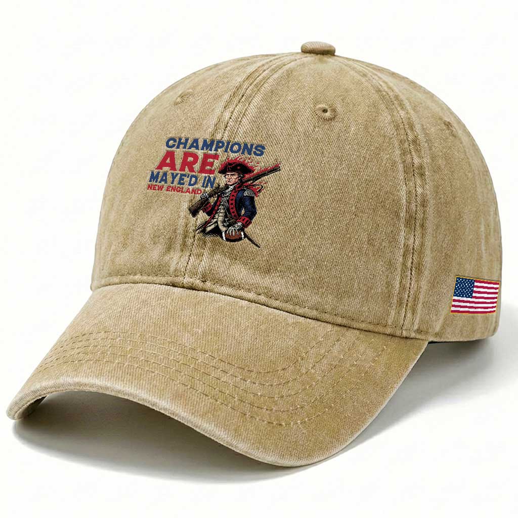 Champions Are Maye'd In NE Washed Cotton Baseball Cap Funny QB Sport Fan TS12 Print Your Wear