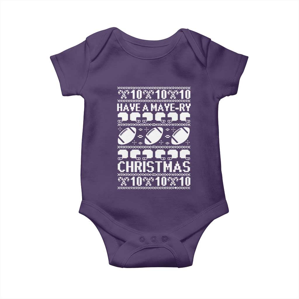 Have A Maye Ry Christmas Baby Onesie Funny Football Lover Xmas Gift TS12 Purple Print Your Wear