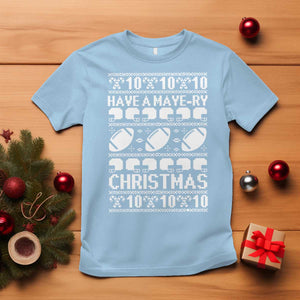 Have A Maye Ry Christmas T Shirt Funny Football Lover Xmas Gift TS12 Light Blue Print Your Wear