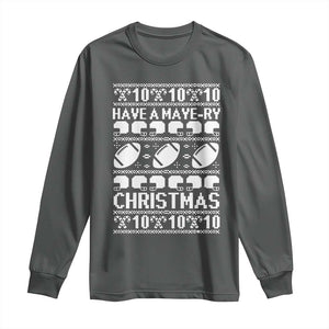 Have A Maye Ry Christmas Long Sleeve Shirt Funny Football Lover Xmas Gift TS12 Dark Heather Print Your Wear