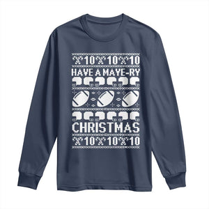 Have A Maye Ry Christmas Long Sleeve Shirt Funny Football Lover Xmas Gift TS12 Navy Print Your Wear
