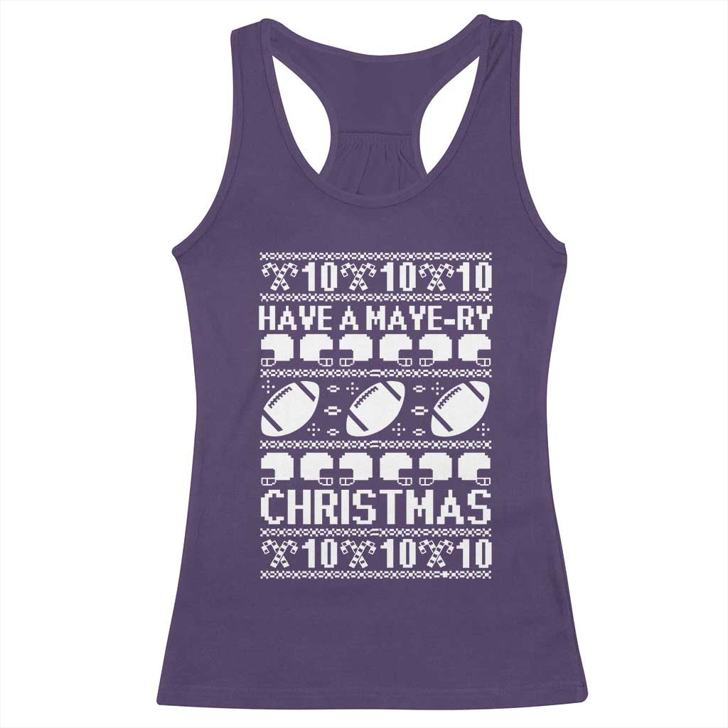 Have A Maye Ry Christmas Racerback Tank Top Funny Football Lover Xmas Gift TS12 Purple Print Your Wear