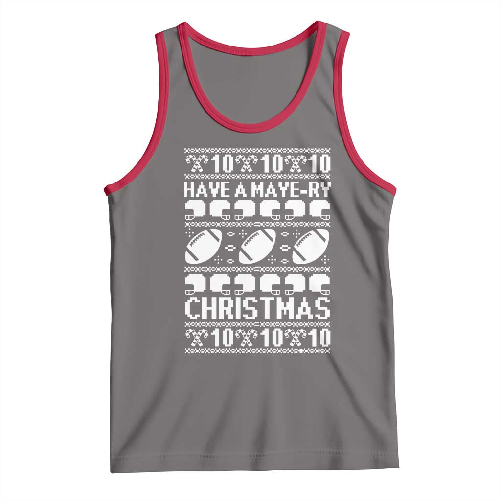 Have A Maye Ry Christmas Tank Top Funny Football Lover Xmas Gift TS12 Deep Heather Red Print Your Wear