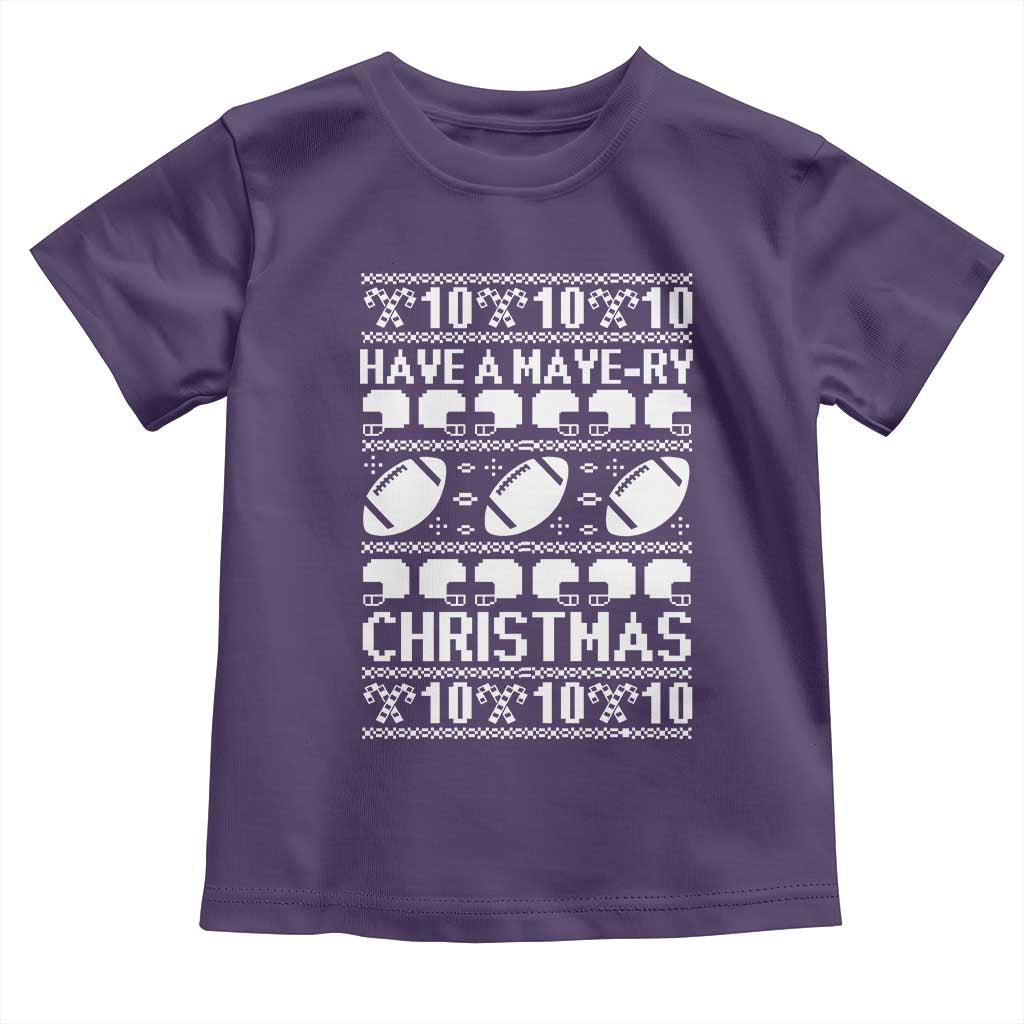 Have A Maye Ry Christmas Toddler T Shirt Funny Football Lover Xmas Gift TS12 Purple Print Your Wear