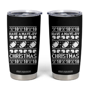 Have A Maye Ry Christmas Tumbler Cup Funny Football Lover Xmas Gift TS12 Black Print Your Wear