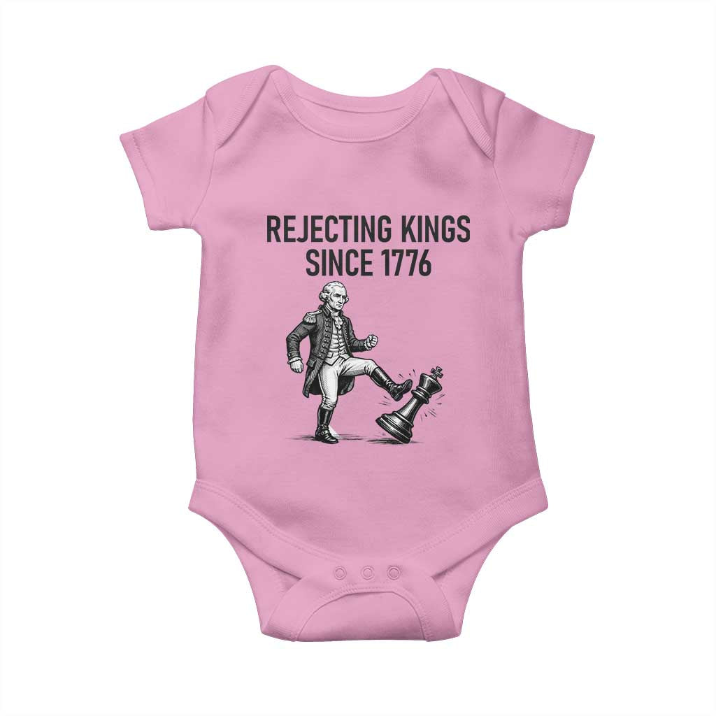 Rejecting Kings Since 1776 Baby Onesie Funny George Washington TS12 Light Pink Print Your Wear