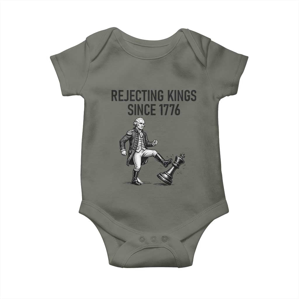 Rejecting Kings Since 1776 Baby Onesie Funny George Washington TS12 Military Green Print Your Wear