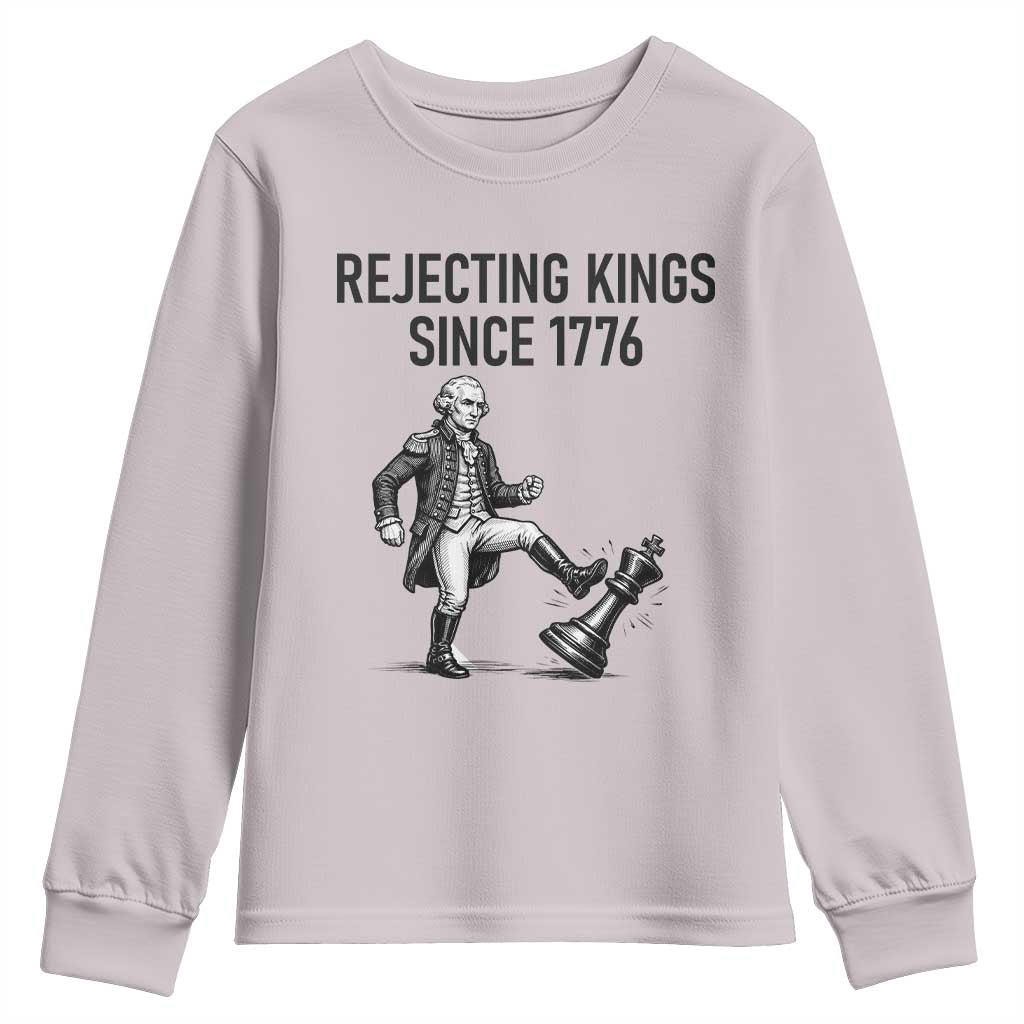 Rejecting Kings Since 1776 Youth Sweatshirt Funny George Washington TS12 Ice Gray Print Your Wear