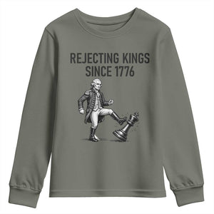 Rejecting Kings Since 1776 Youth Sweatshirt Funny George Washington TS12 Military Green Print Your Wear