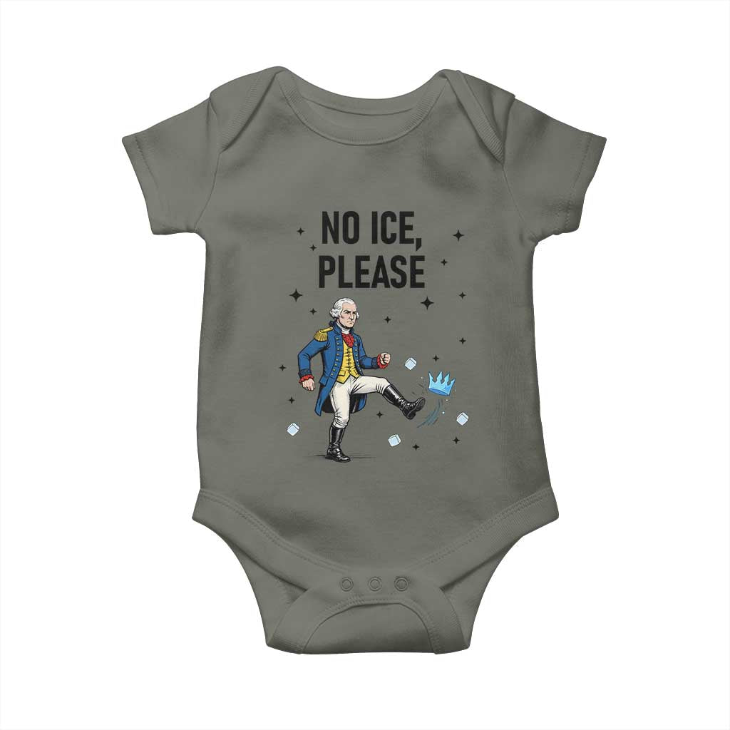 Funny George Washington Baby Onesie No Ice Please TS12 Military Green Print Your Wear