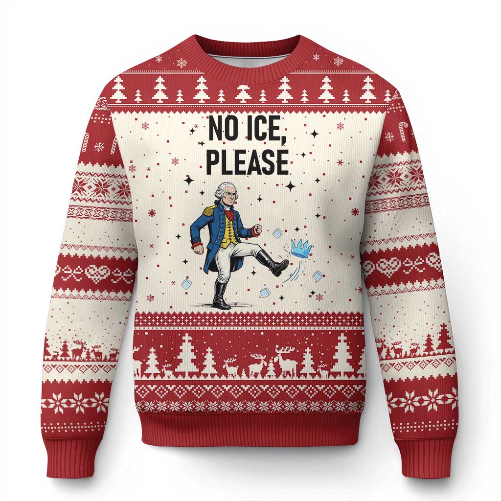 Funny George Washington Ugly Christmas Sweater No Ice Please TS12 Beige Red Print Your Wear