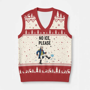 Funny George Washington V-Neck Knit Sweater Vest No Ice Please TS12 Beige Red Print Your Wear