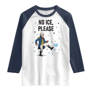 Funny George Washington Raglan Shirt No Ice Please TS12 White Navy Print Your Wear