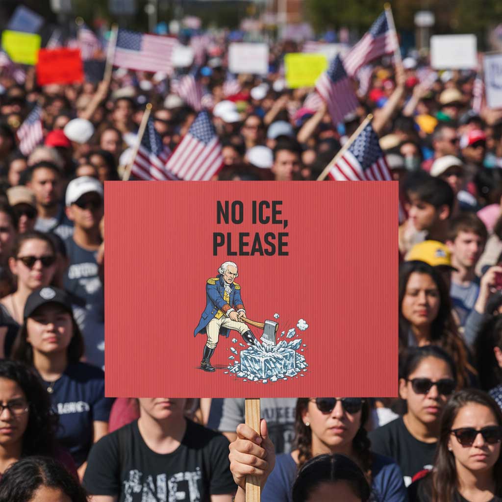 Funny George Washington Political Anti Ice Gift Protest Sign TS12 Horizontal 18