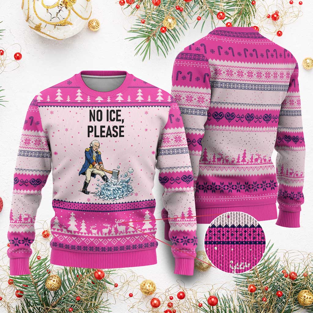 Funny George Washington Political Anti Ice Gift Ugly Christmas Sweater TS12 Hot Pink Print Your Wear