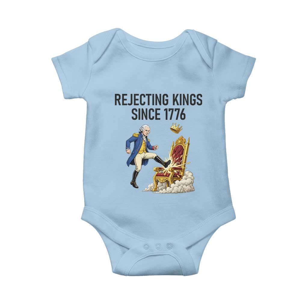 Funny George Washington Protest Baby Onesie Rejecting Kings Since 1776 TS12 Light Blue Print Your Wear