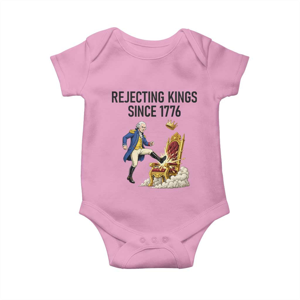 Funny George Washington Protest Baby Onesie Rejecting Kings Since 1776 TS12 Light Pink Print Your Wear