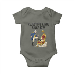 Funny George Washington Protest Baby Onesie Rejecting Kings Since 1776 TS12 Military Green Print Your Wear