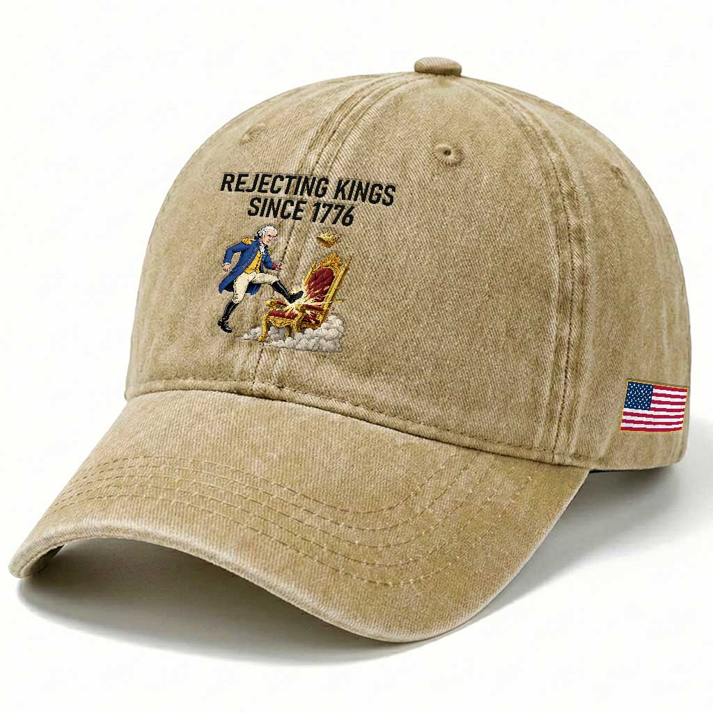 Funny George Washington Protest Washed Cotton Baseball Cap Rejecting Kings Since 1776 TS12 Print Your Wear