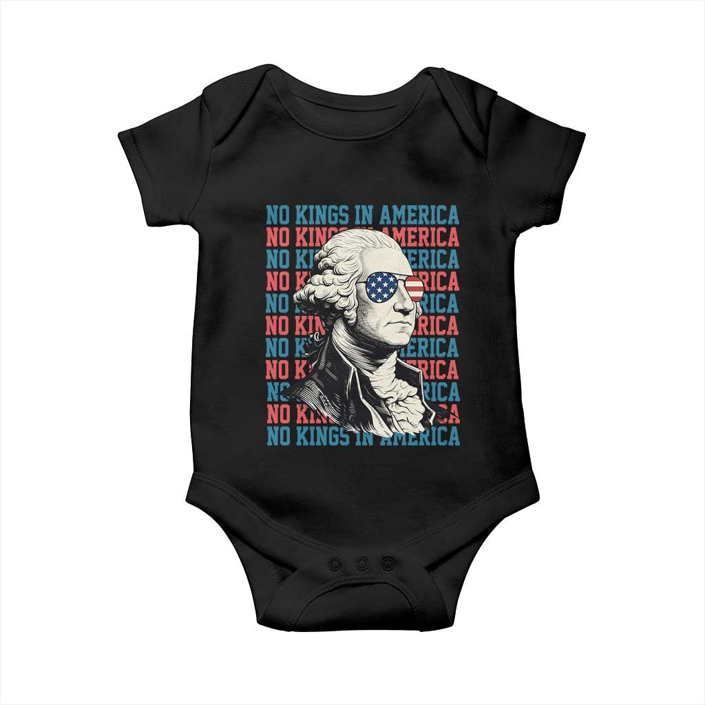 Funny George Washington Protest Baby Onesie No Kings In America TS12 Black Print Your Wear