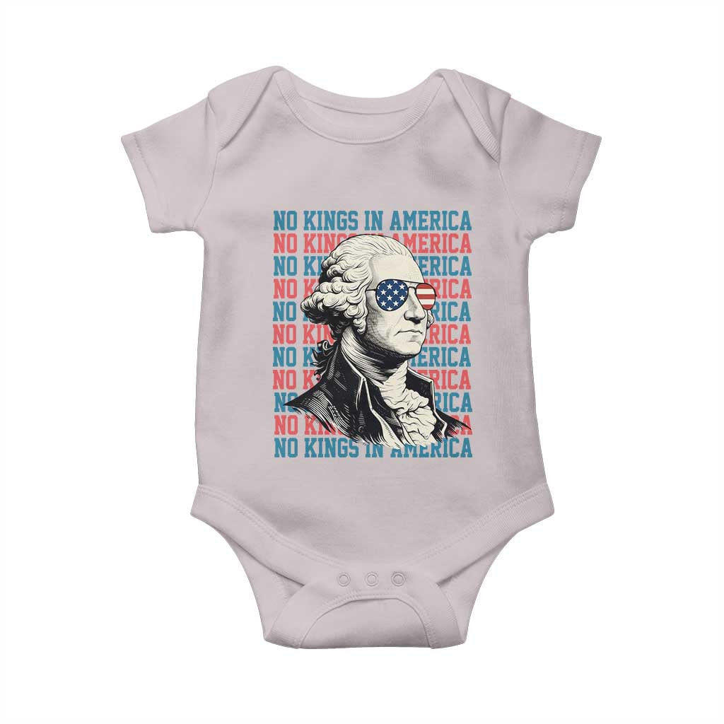 Funny George Washington Protest Baby Onesie No Kings In America TS12 Ice Gray Print Your Wear
