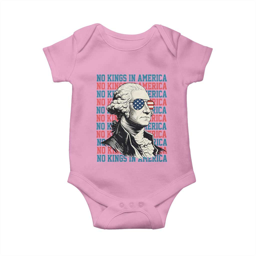 Funny George Washington Protest Baby Onesie No Kings In America TS12 Light Pink Print Your Wear