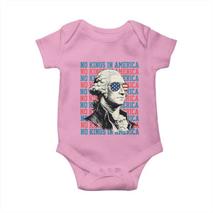 Funny George Washington Protest Baby Onesie No Kings In America TS12 Light Pink Print Your Wear