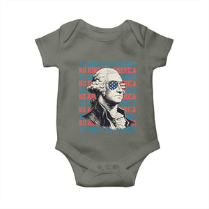 Funny George Washington Protest Baby Onesie No Kings In America TS12 Military Green Print Your Wear