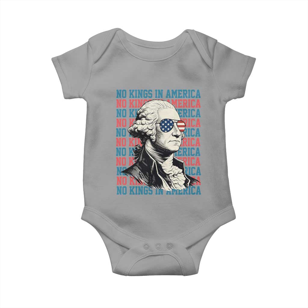 Funny George Washington Protest Baby Onesie No Kings In America TS12 Sport Gray Print Your Wear