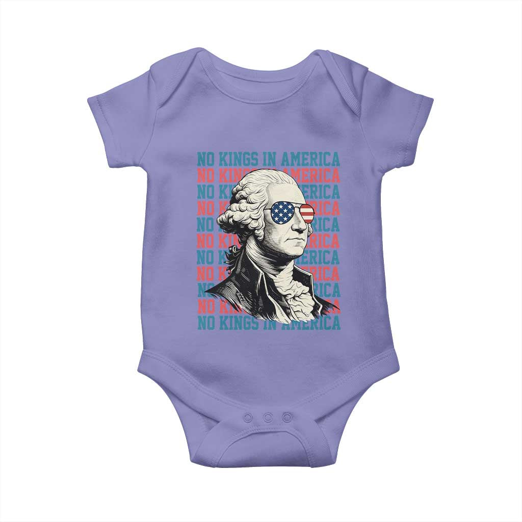 Funny George Washington Protest Baby Onesie No Kings In America TS12 Violet Print Your Wear