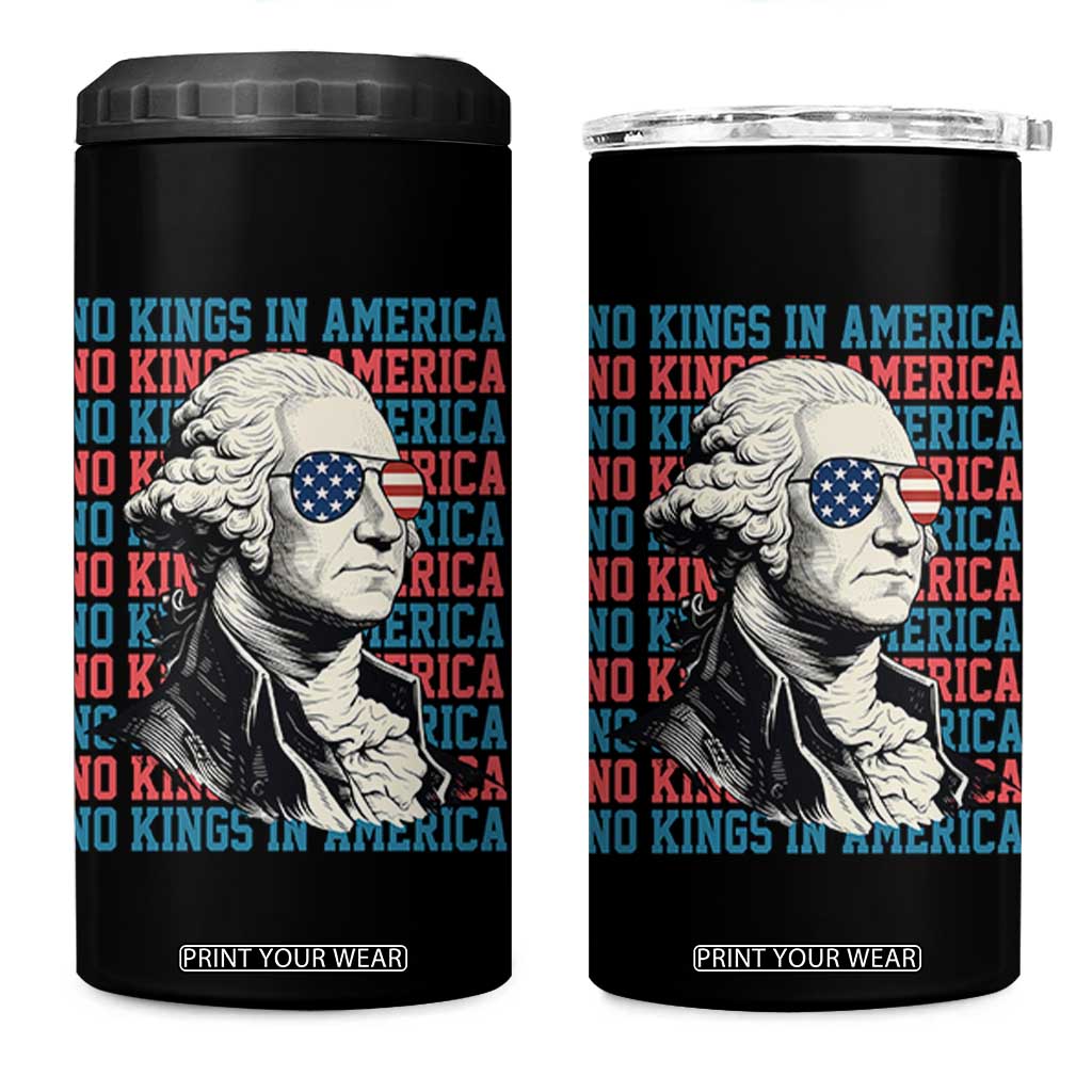 Funny George Washington Protest 4 in 1 Can Cooler Tumbler No Kings In America TS12 One Size: 16 oz Black Print Your Wear