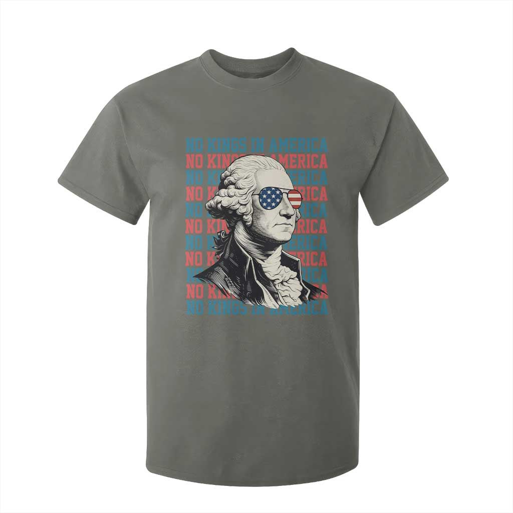 Funny George Washington Protest T Shirt For Kid No Kings In America TS12 Military Green Print Your Wear
