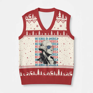 Funny George Washington Protest V-Neck Knit Sweater Vest No Kings In America TS12 Beige Red Print Your Wear