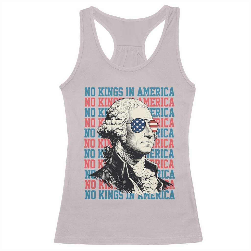 Funny George Washington Protest Racerback Tank Top No Kings In America TS12 Ice Gray Print Your Wear