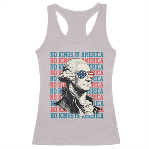 Funny George Washington Protest Racerback Tank Top No Kings In America TS12 Ice Gray Print Your Wear