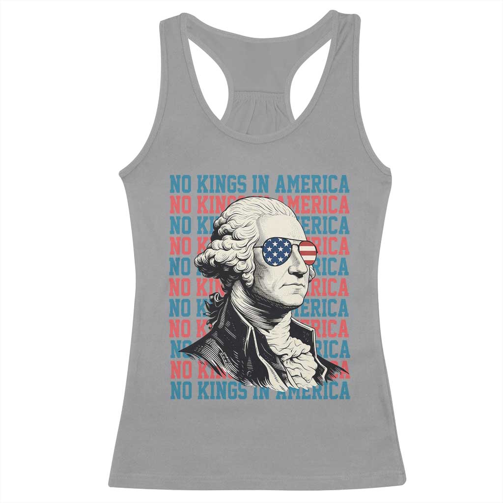 Funny George Washington Protest Racerback Tank Top No Kings In America TS12 Sport Gray Print Your Wear