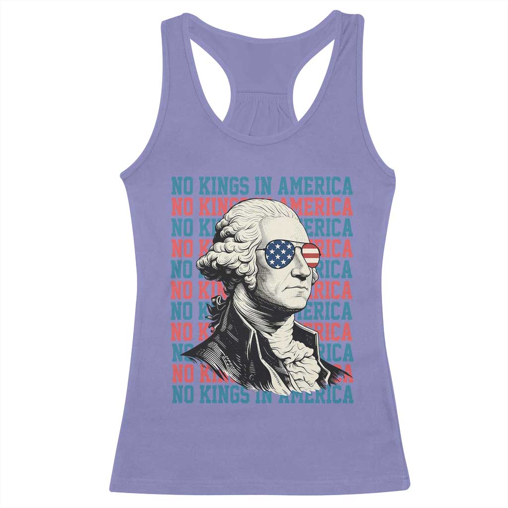 Funny George Washington Protest Racerback Tank Top No Kings In America TS12 Violet Print Your Wear