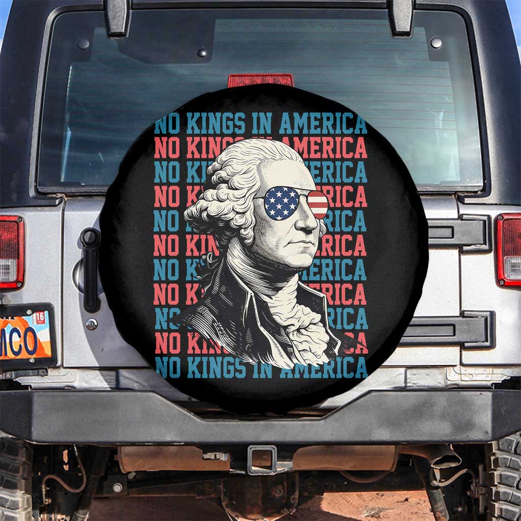 Funny George Washington Protest Spare Tire Cover No Kings In America TS12 No hole Black Print Your Wear