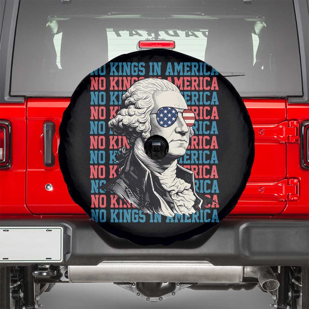 Funny George Washington Protest Spare Tire Cover No Kings In America TS12 Black Print Your Wear