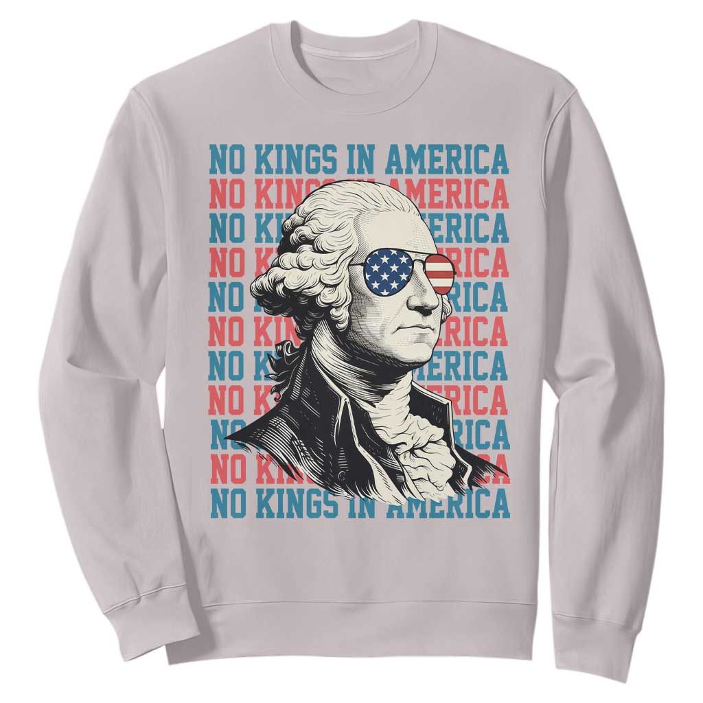 Funny George Washington Protest Sweatshirt No Kings In America TS12 Ice Gray Print Your Wear
