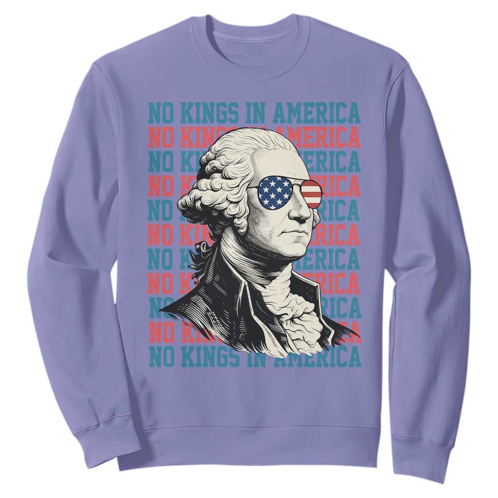 Funny George Washington Protest Sweatshirt No Kings In America TS12 Violet Print Your Wear