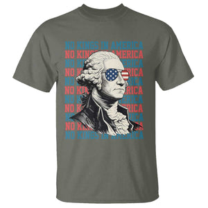 Funny George Washington Protest T Shirt No Kings In America TS12 Military Green Print Your Wear