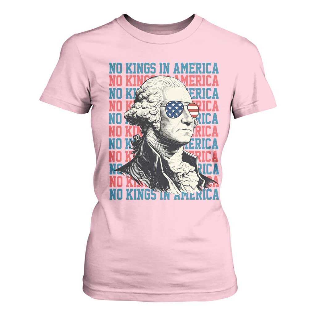 Funny George Washington Protest T Shirt For Women No Kings In America TS12 Light Pink Print Your Wear