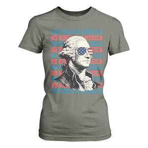 Funny George Washington Protest T Shirt For Women No Kings In America TS12 Military Green Print Your Wear