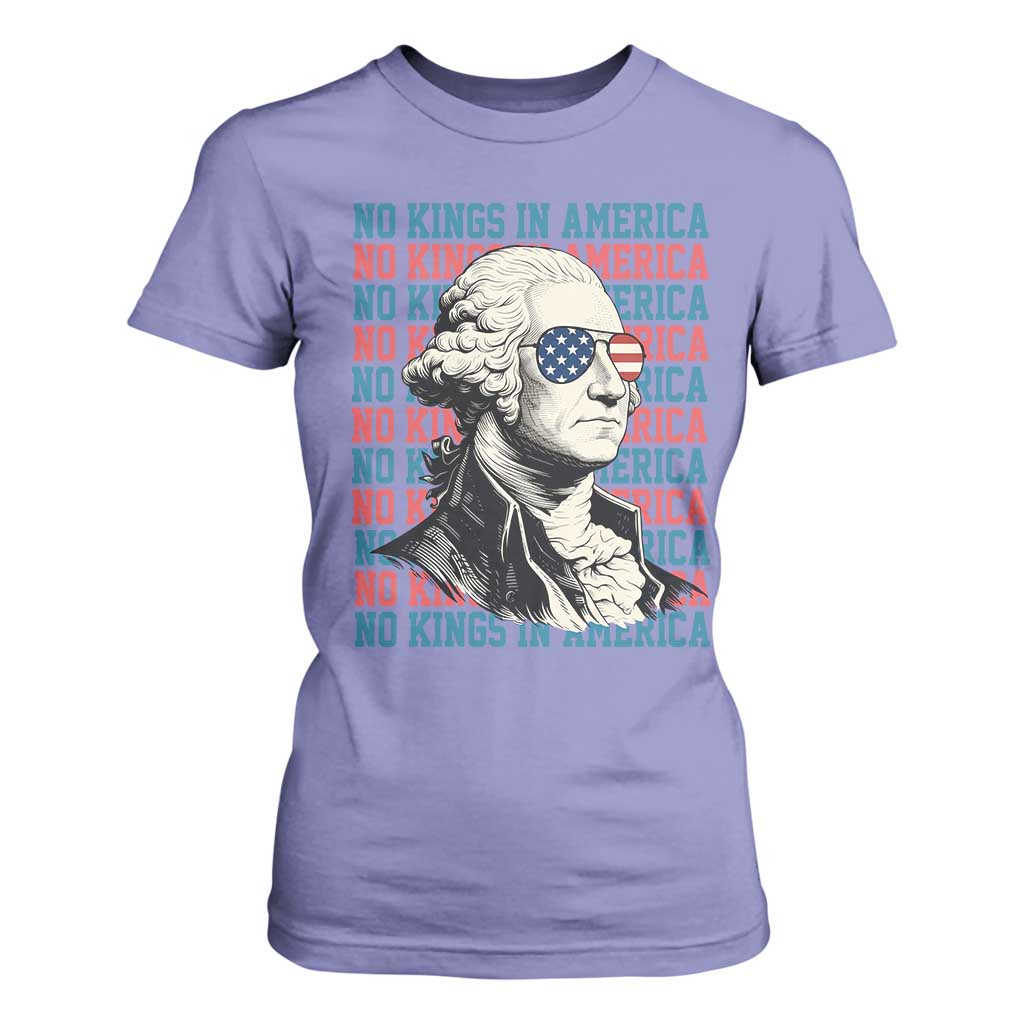 Funny George Washington Protest T Shirt For Women No Kings In America TS12 Violet Print Your Wear